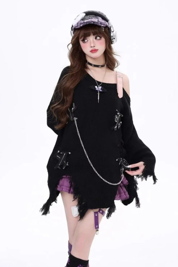 Grunge Kawaii Distressed Sweater