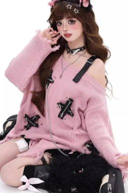 Grunge Kawaii Distressed Sweater