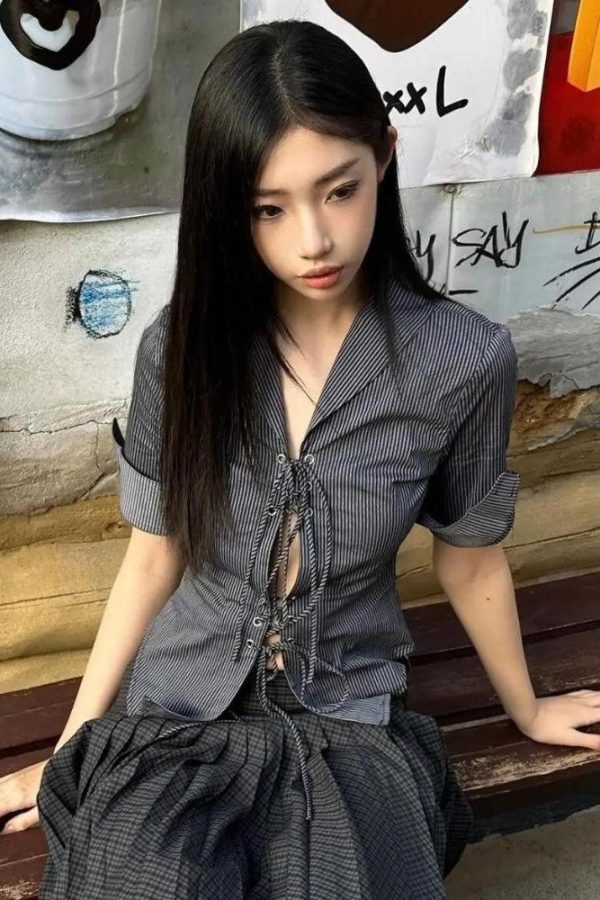 Grunge Lace Up Shirt