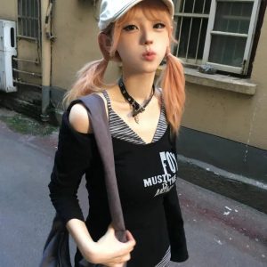 Grunge Layered Off Shoulder Top