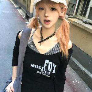 Grunge Layered Off Shoulder Top