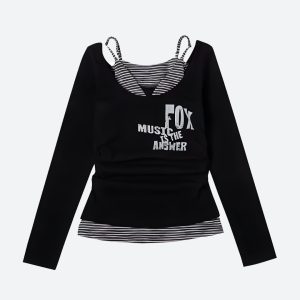 Grunge Layered Off Shoulder Top