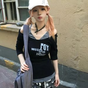 Grunge Layered Off Shoulder Top