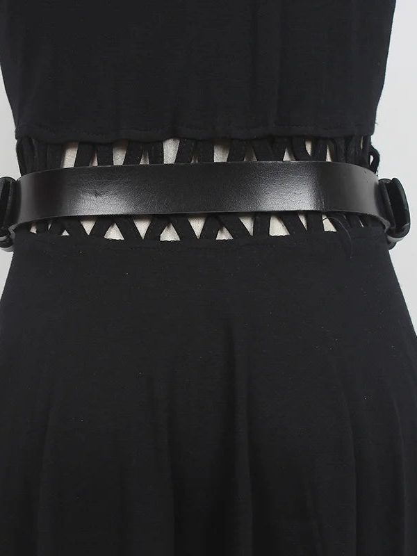 Grunge Lock Faux Leather Chain Belt