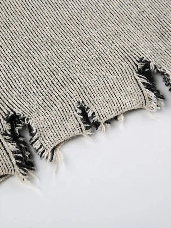 Grunge Long Sleeve Distressed Top