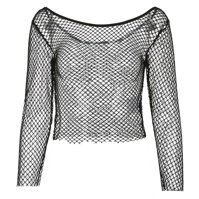 Grunge Long Sleeve Fishnet Top Grunge Long Sleeve Fishnet Top