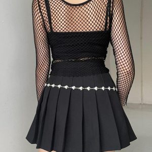 Grunge Long Sleeve Fishnet Top