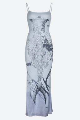 Grunge Mermaid Skeleton Maxi Dress