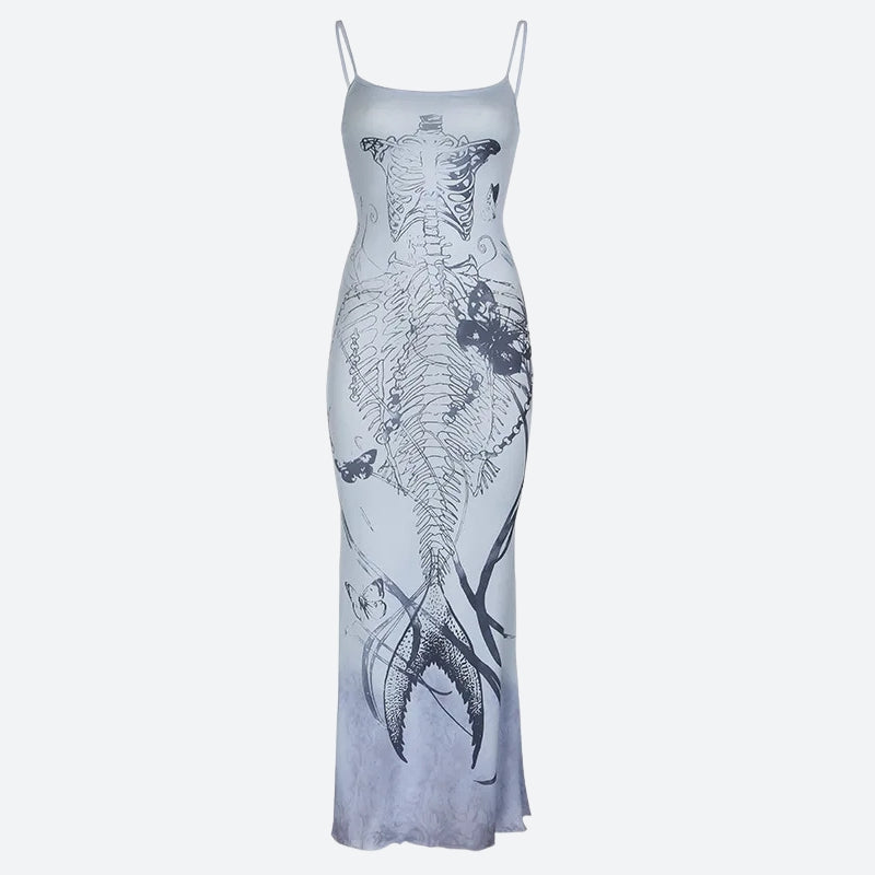 Grunge Mermaid Skeleton Maxi Dress Grunge Mermaid Skeleton Maxi Dress