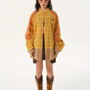 Grunge Multi Pattern Plaid Shirt