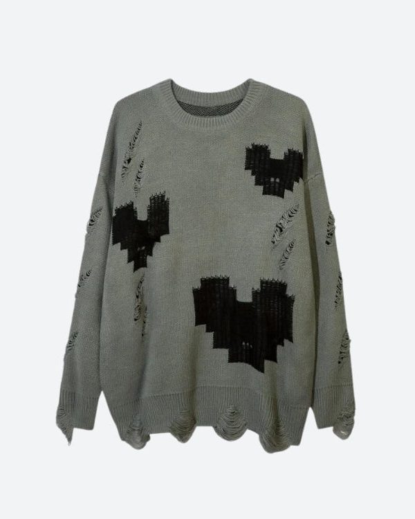 Grunge Pixel Hearts Knitted Sweater