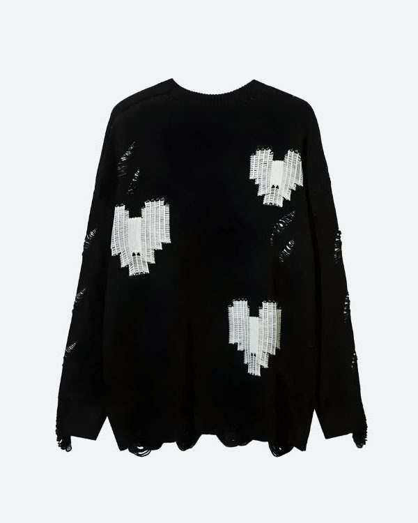 Grunge Pixel Hearts Knitted Sweater