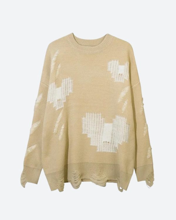 Grunge Pixel Hearts Knitted Sweater