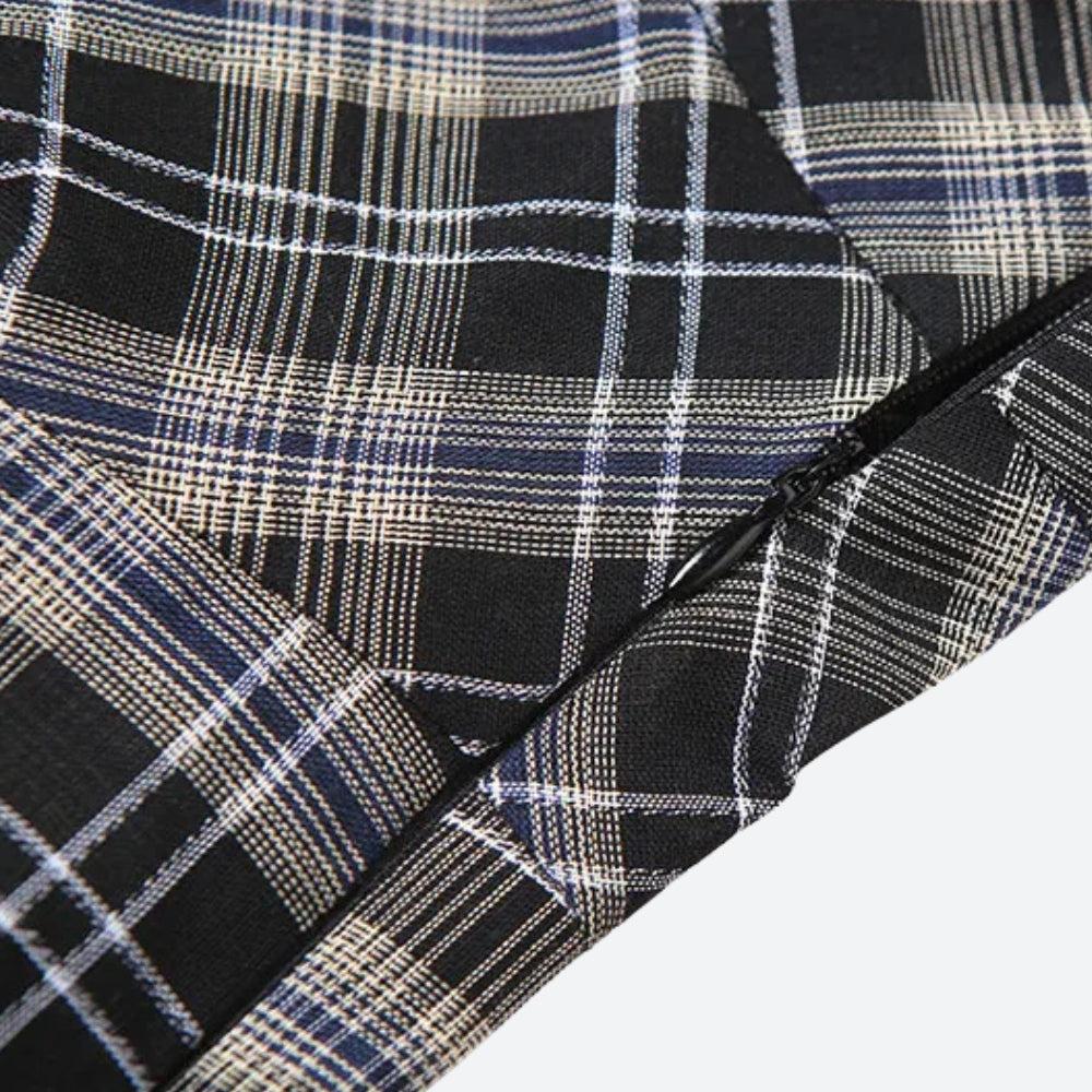 Grunge Plaid Asymmetric Mini Skirt