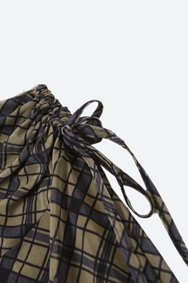 Grunge Plaid Mesh Midi Skirt