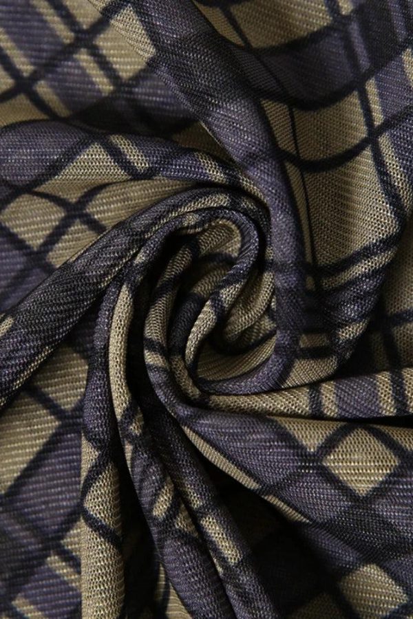 Grunge Plaid Mesh Midi Skirt