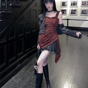 Grunge Plaid Mini Dress