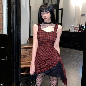 Grunge Plaid Mini Dress