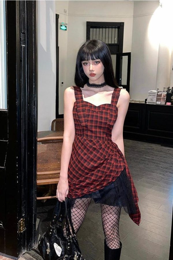 Grunge Plaid Mini Dress