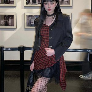 Grunge Plaid Mini Dress