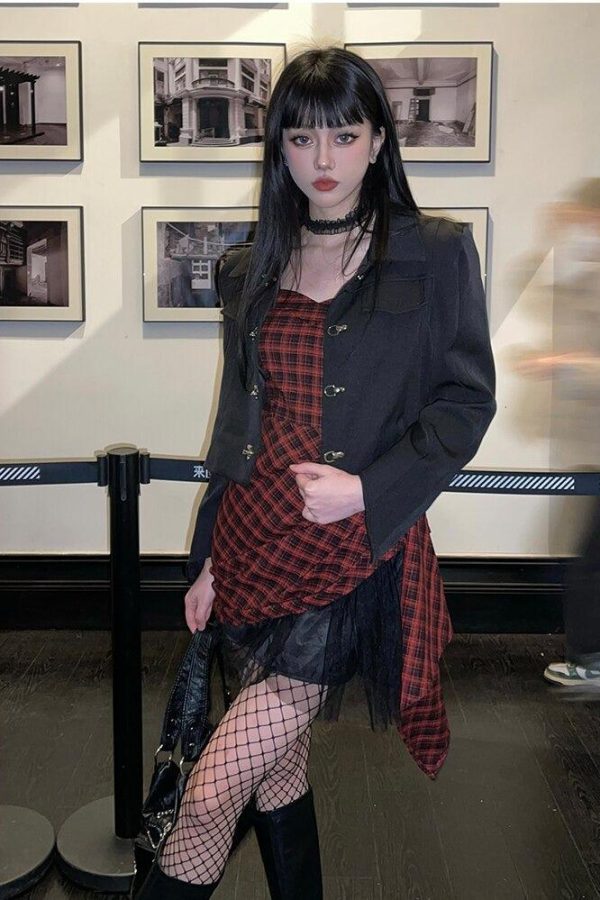 Grunge Plaid Mini Dress