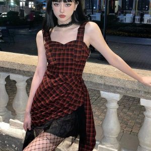 Grunge Plaid Mini Dress