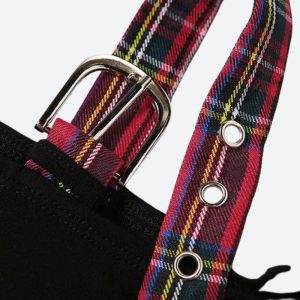 Grunge Plaid Star Patch Top