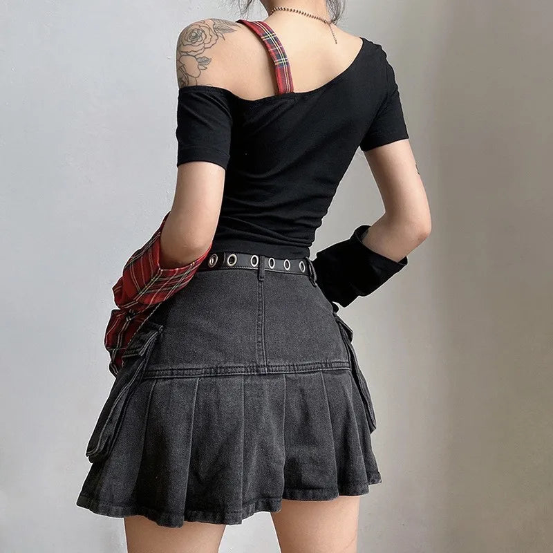 Grunge Plaid Star Patch Top Grunge Plaid Star Patch Top