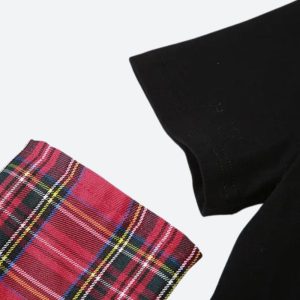 Grunge Plaid Star Patch Top