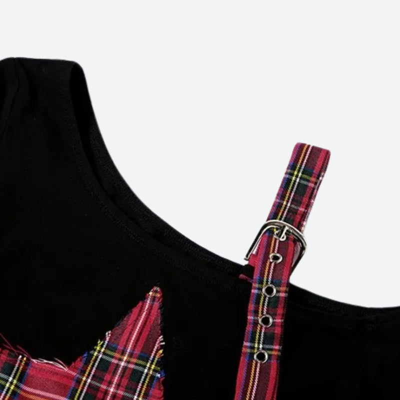Grunge Plaid Star Patch Top Grunge Plaid Star Patch Top