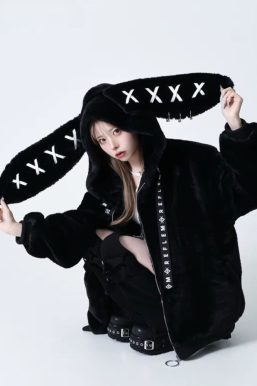 Grunge Rabbit Ear Plush Jacket