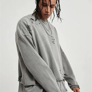Grunge Ripped Layered Sweatshirt