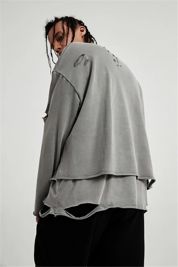 Grunge Ripped Layered Sweatshirt