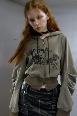 Grunge Ruched Sleeve Hoodie