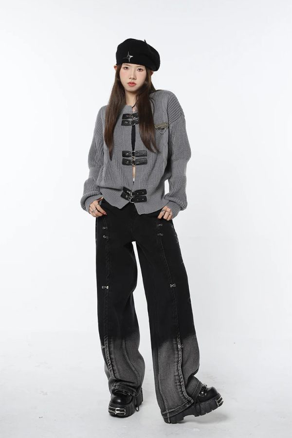 Grunge Saddle Buckle Cardigan