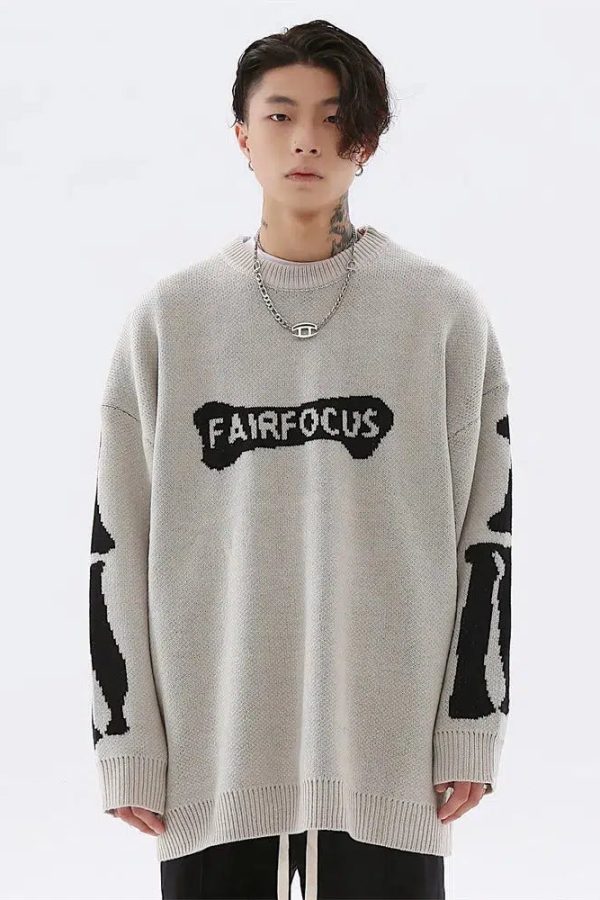 Grunge Skeleton Knitted Sweater