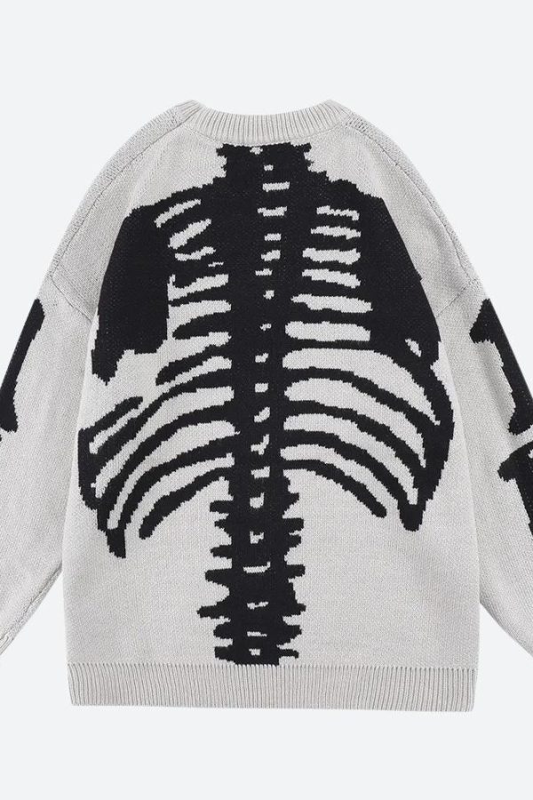 Grunge Skeleton Knitted Sweater