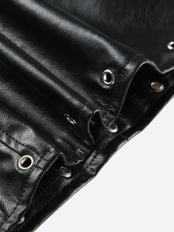 Grunge Spiked Faux Leather Mini Skirt