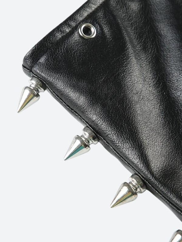 Grunge Spiked Faux Leather Mini Skirt