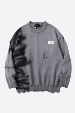 Grunge Spray Paint Distressed Knitted Sweater