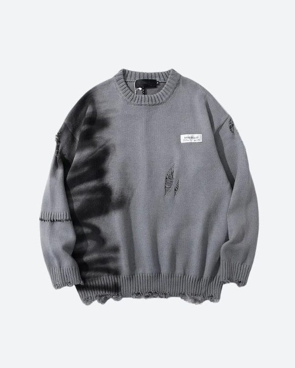 Grunge Spray Paint Distressed Knitted Sweater