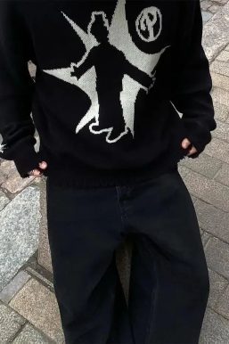 Grunge Starboy Distressed Knitted Sweater