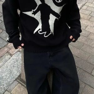 Grunge Starboy Distressed Knitted Sweater