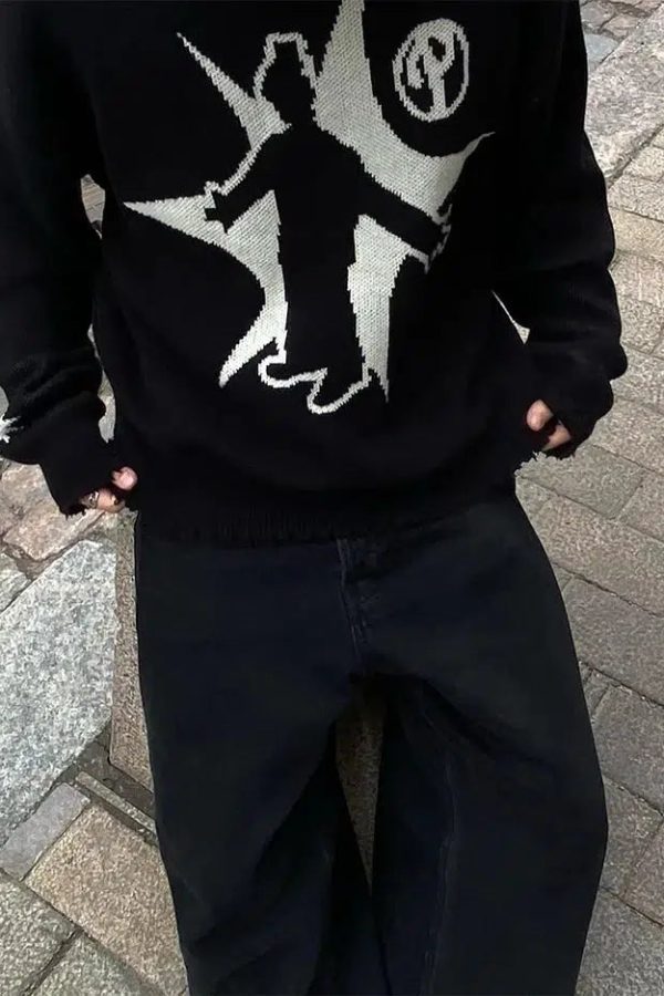 Grunge Starboy Distressed Knitted Sweater