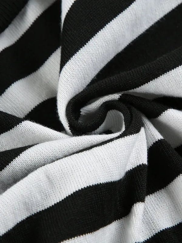 Grunge Striped Hooded Crop Top