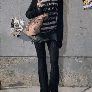 Grunge Striped Off Shoulder Top