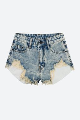 Grunge Tasseled Denim Shorts