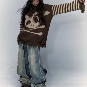 Grunge Tasseled Hooded Sweater
