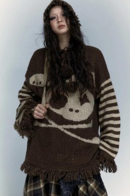 Grunge Tasseled Hooded Sweater