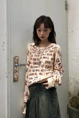 Grunge Text Print Top